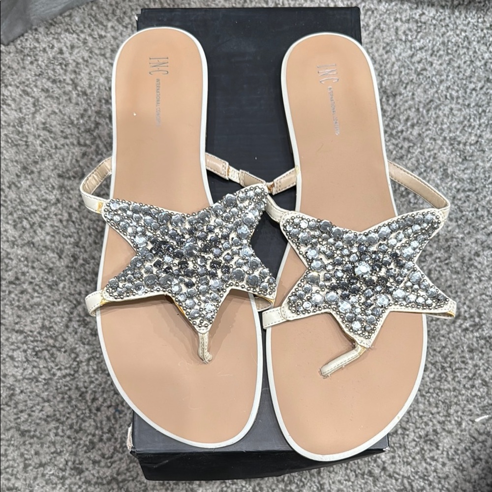 INC International Concepts Women's Silver Star Embellished Sandals